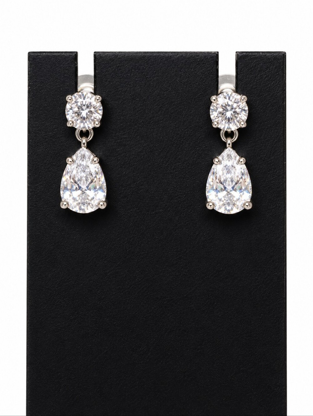 Givenchy Crystal Teardrop Drop Earrings Silver Tone Designer Jewelry